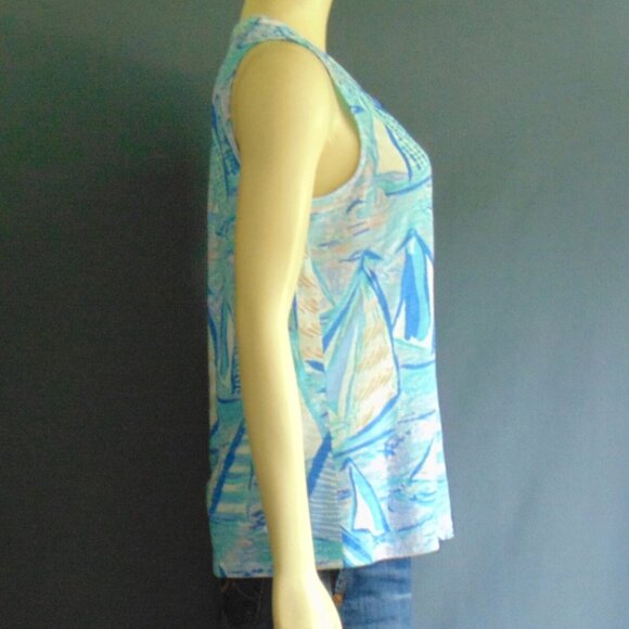 Lilly Pulitzer NWT Sail Boats Lilac Verbena Essie Sleeveless Summer Top Sm - Picture 6 of 10